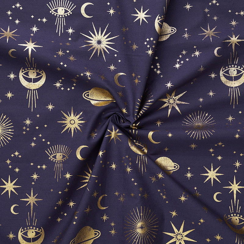 Stof katoen - 100 x 70 cm - space purple