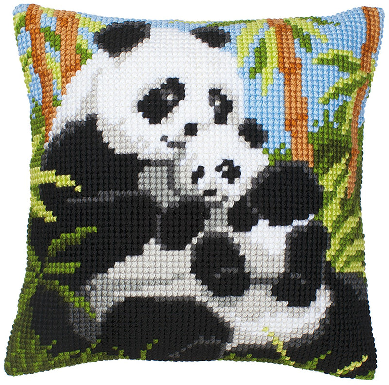 Borduurpakket - kruissteek kussen - pandafamilie