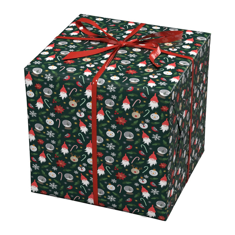 Cadeaupapier - 10 meter - kerstfiguren groen