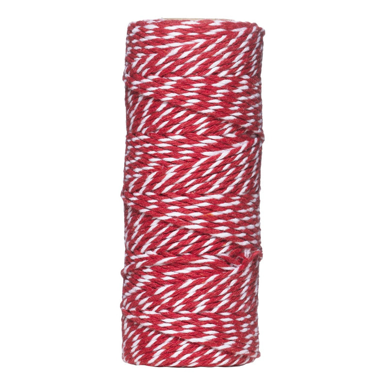Katoenen koord - 50 meter - rood/wit gestreept