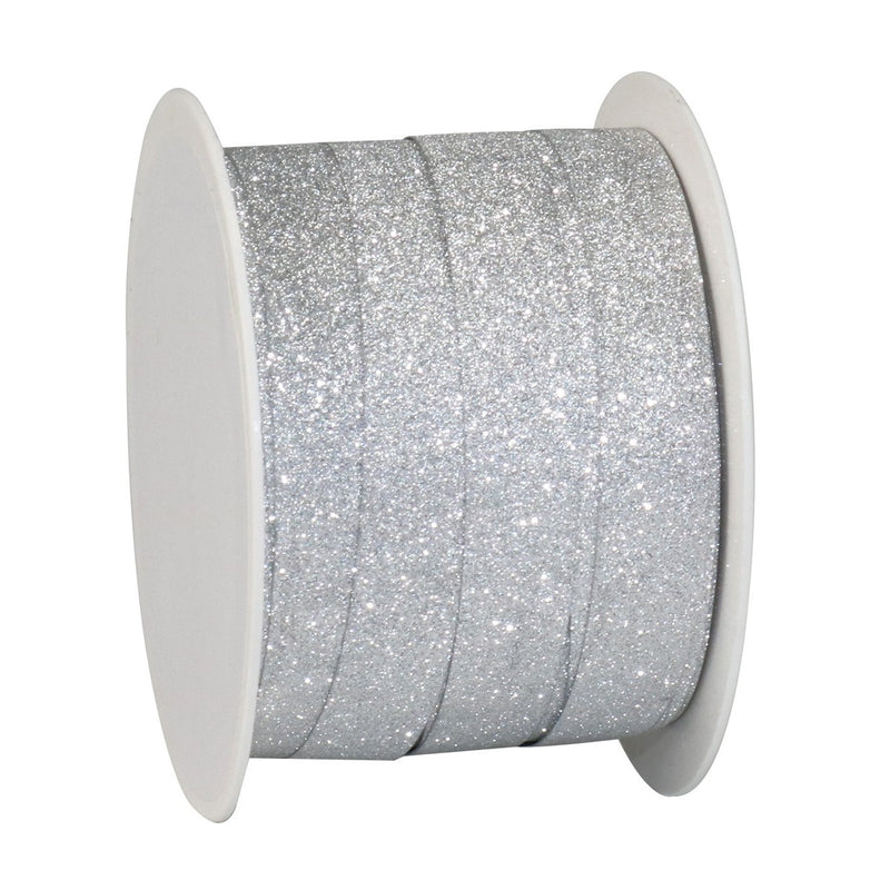 Cadeaulint - 10 meter - glitter zilver