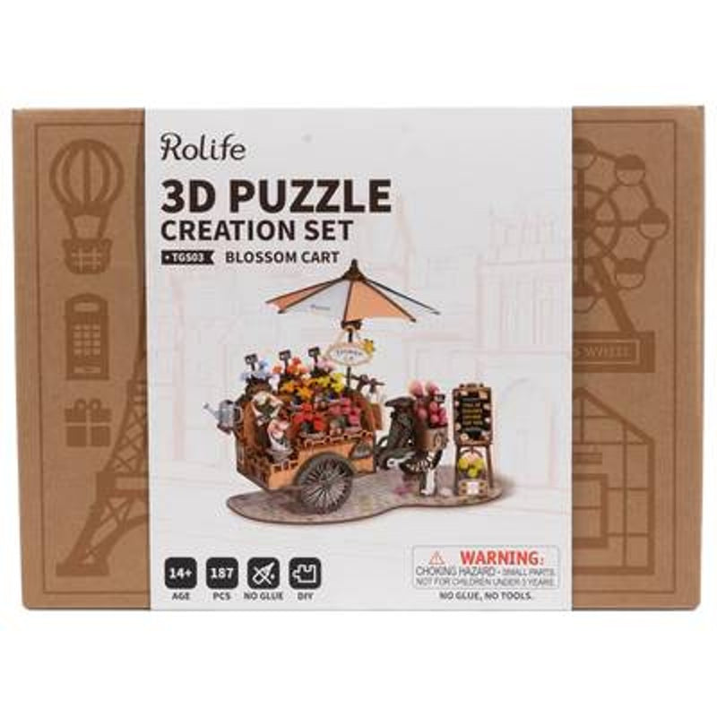 Robotime houten 3D puzzel - Blossom Cart