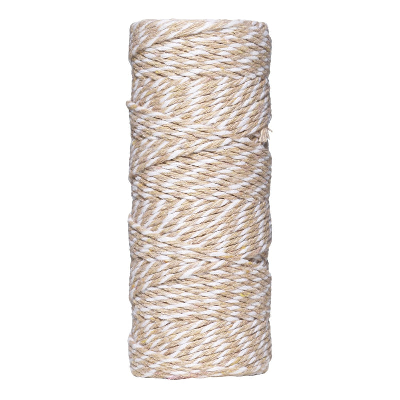 Katoenen koord - 50 meter - beige/wit gestreept