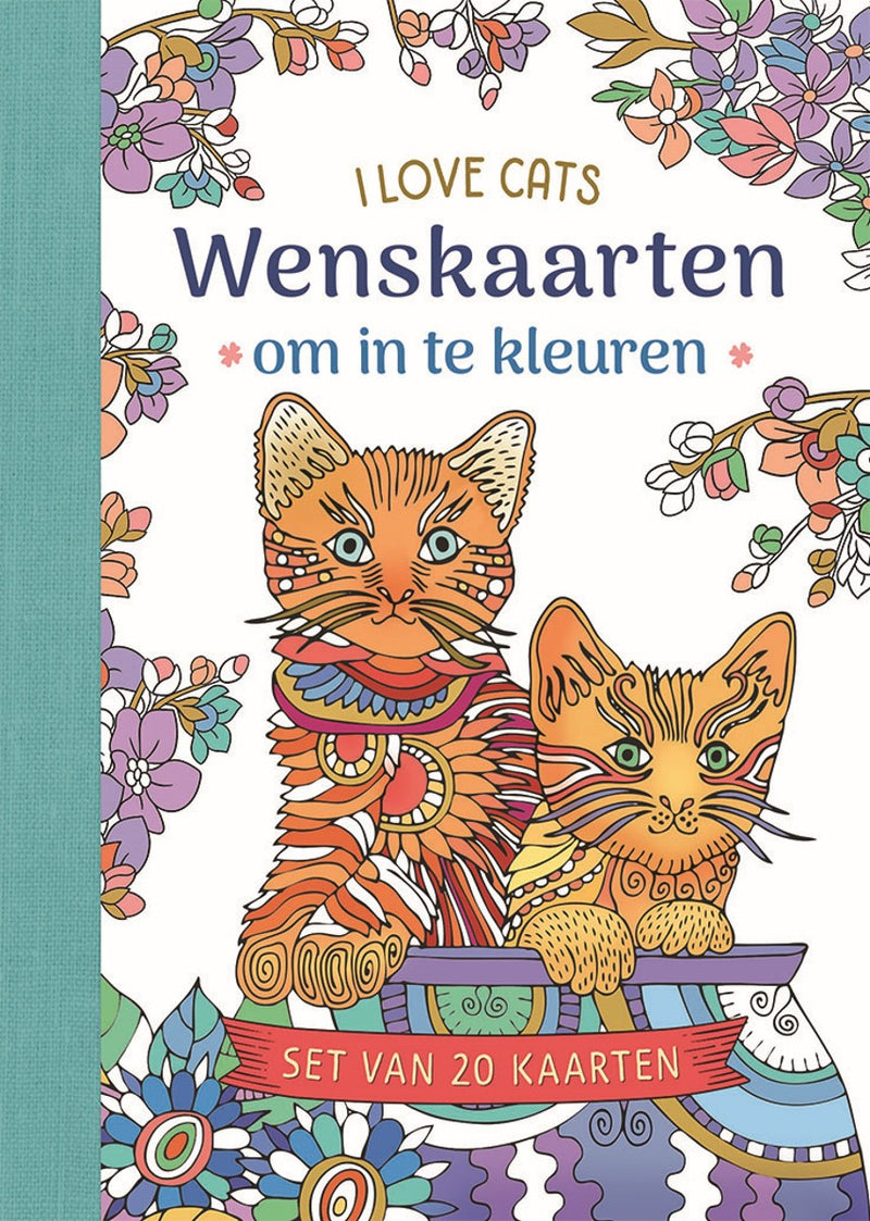 Wenskaarten om in te kleuren - I love cats
