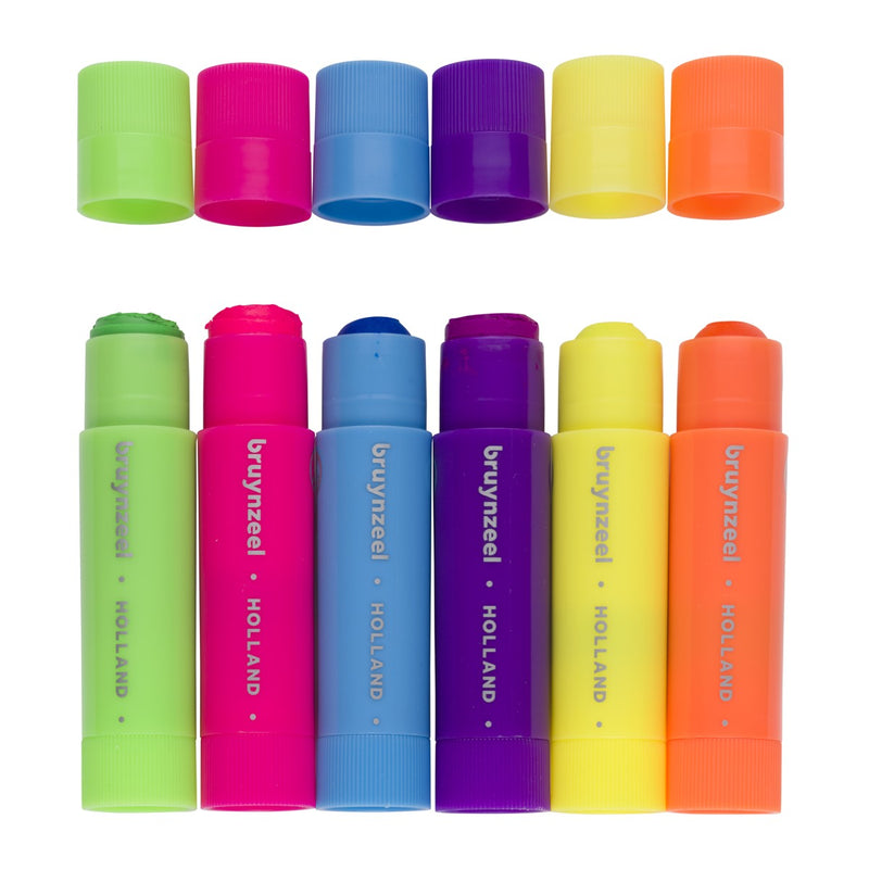 Bruynzeel Kids - plakkaatverfstick - 6 neonkleuren