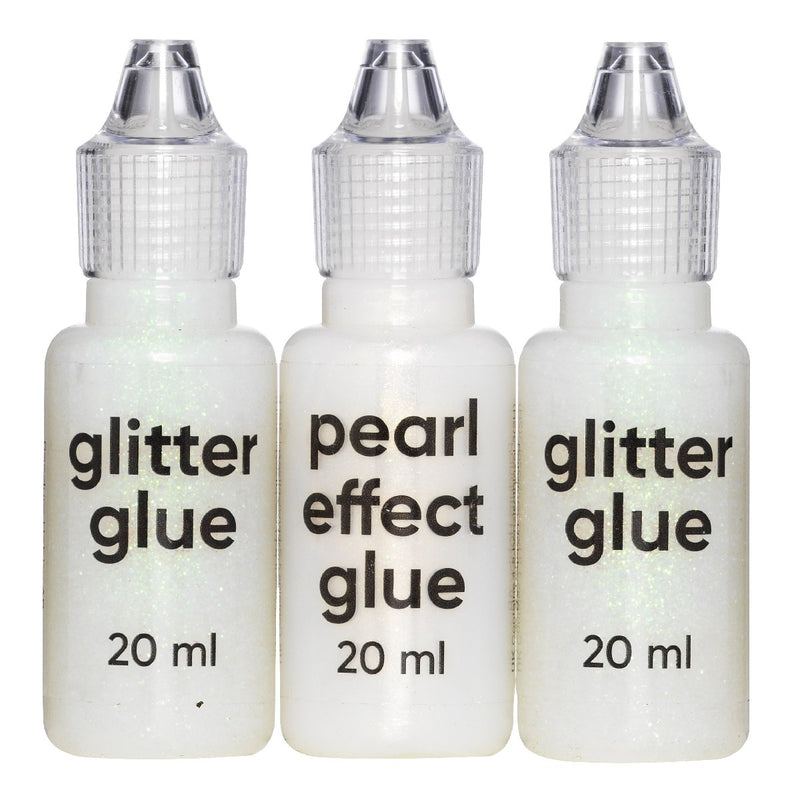 Glitterlijm 3x20 ml - wit
