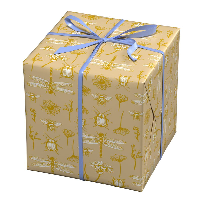 Cadeaupapier - 10 meter - geel insecten