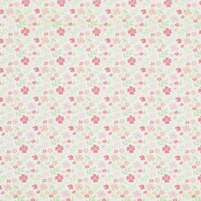 Stof katoen - 50x70 cm - roze bloemetjes