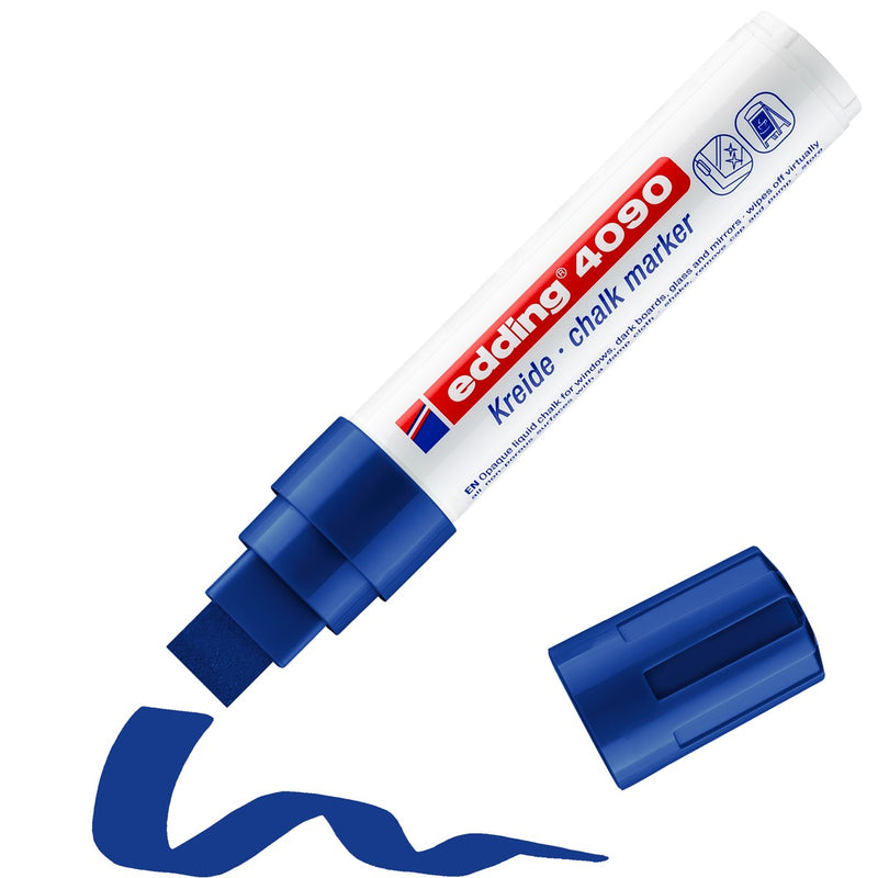 edding 4090 chalk marker - blokpunt - 4 tot 15 mm - blauw