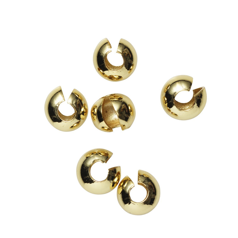 Knijpkraalverberger - verguld - 5x3 mm - 6 stuks