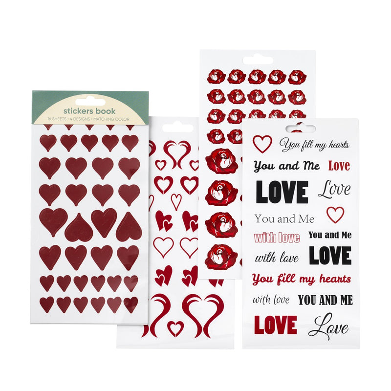 stickers 16 vellen - love rood