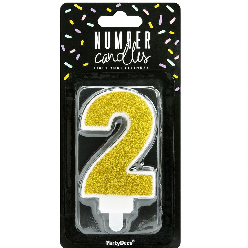 PartyDeco cijferkaars - glitter goud - 2