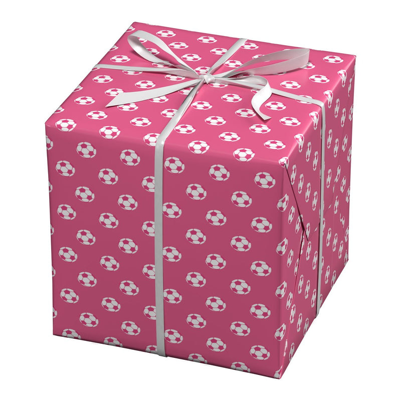 Cadeaupapier - 10 meter - roze voetbal