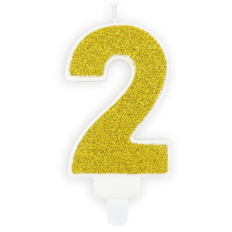 PartyDeco cijferkaars - glitter goud - 2