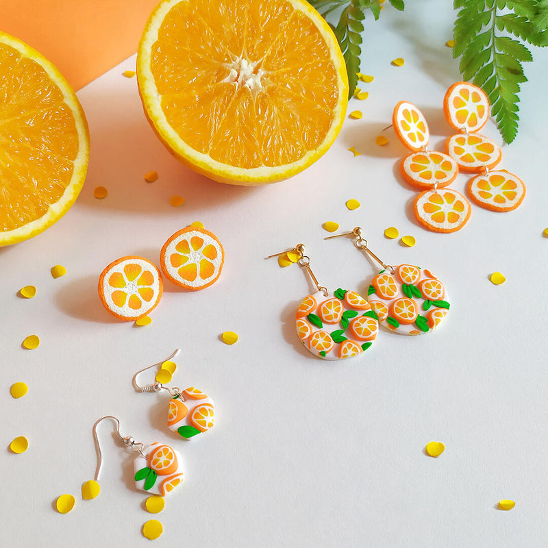 FIMO candy cane citrus oorbellen
