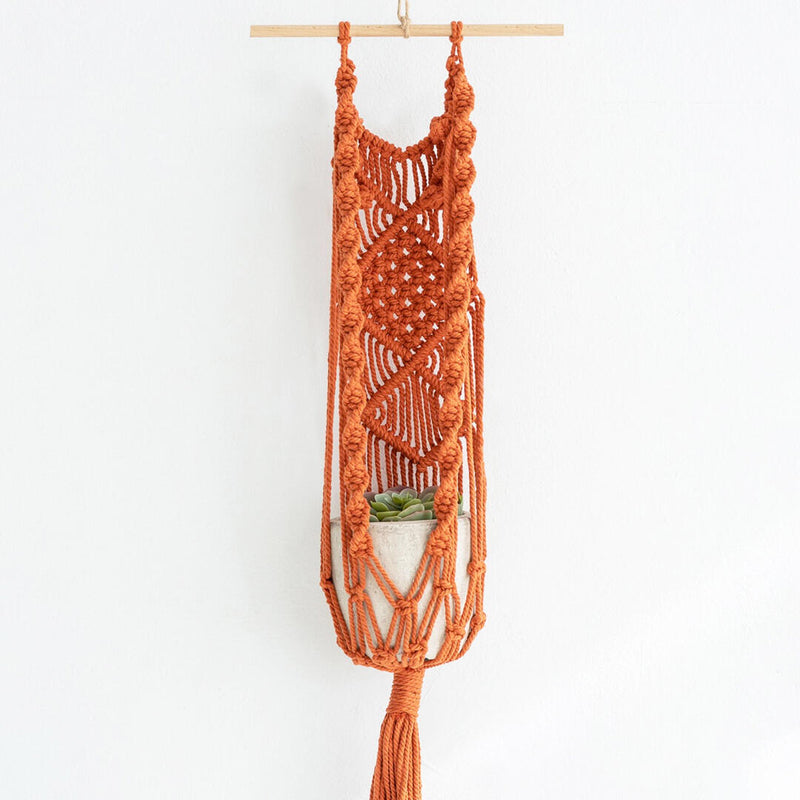 een BOHO macramé plantenhanger