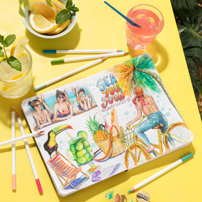 summer bucketlist met aquarelpotloden