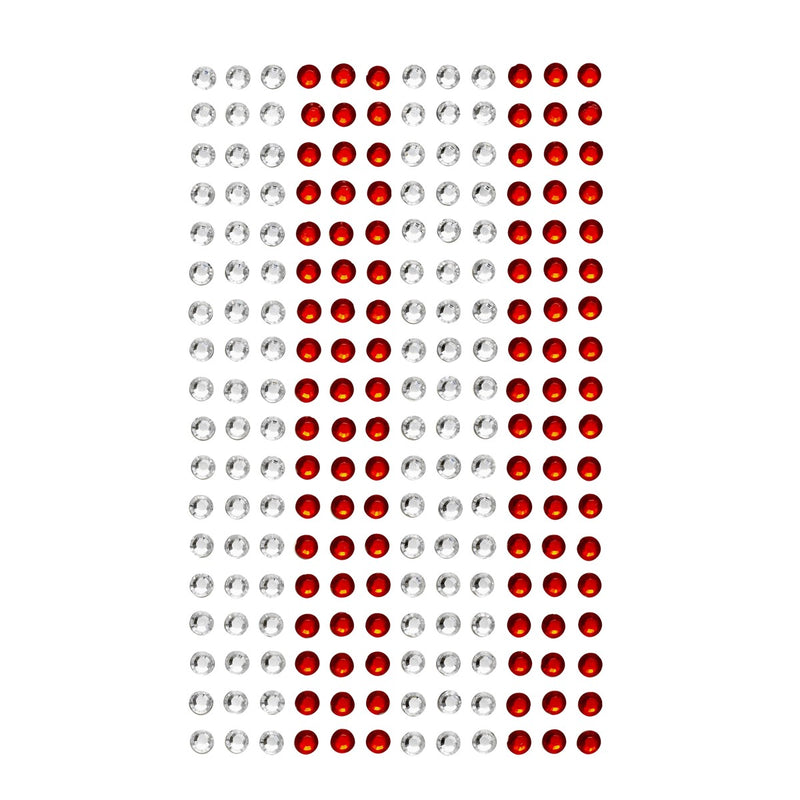 Strass stickers - 216 stuks - rood en transparant