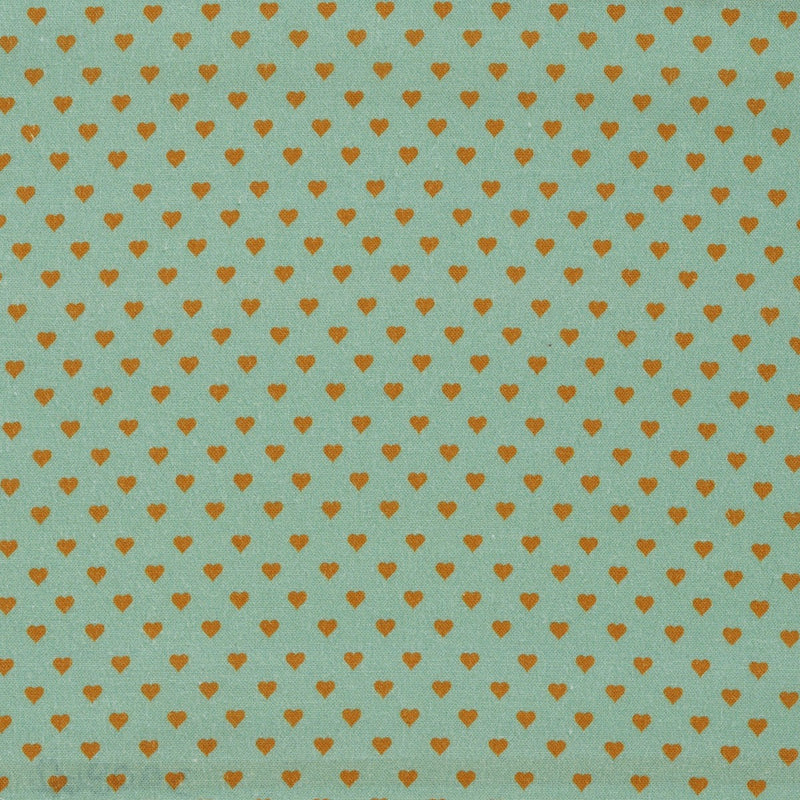 Stof katoen - 50x70 cm - hartjes aqua