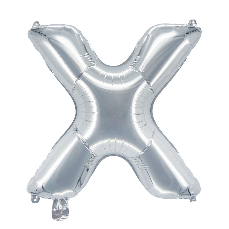 Letterballon zilverkleurig - 32 cm - X
