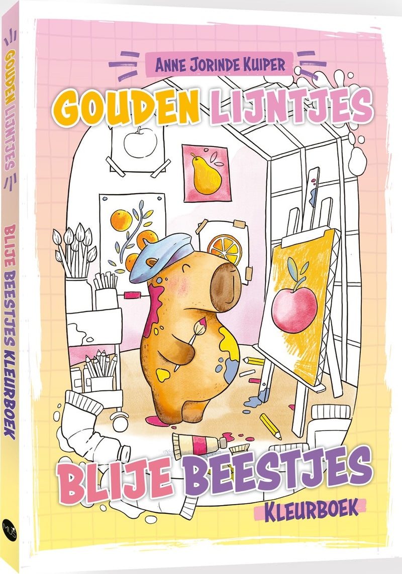 Kleurboek - Gouden lijntjes - Blije beestjes