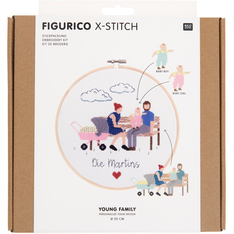 Borduurpakket - 20 cm - young family