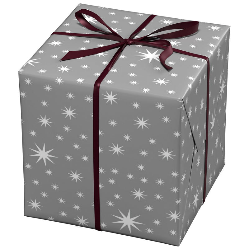 Cadeaupapier - 10 meter - zilver/sterren