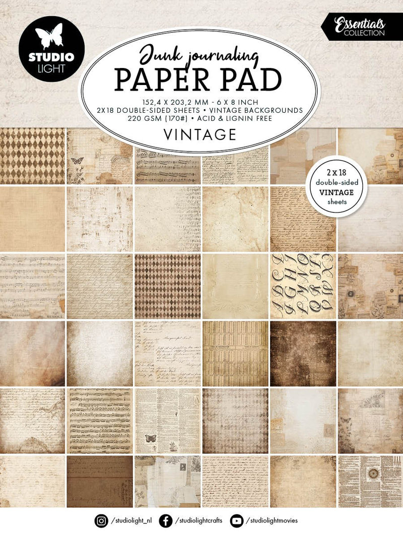 Studio Light Junk Journaling paper pad - Vintage