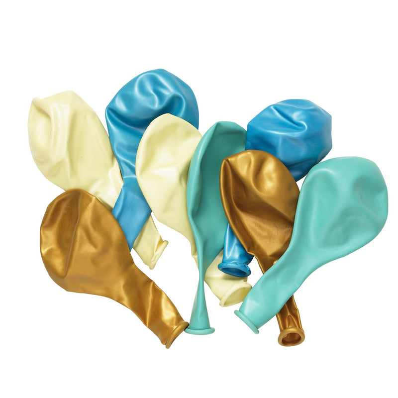 Ballonnen mix - 8 stuks - blauw & goud