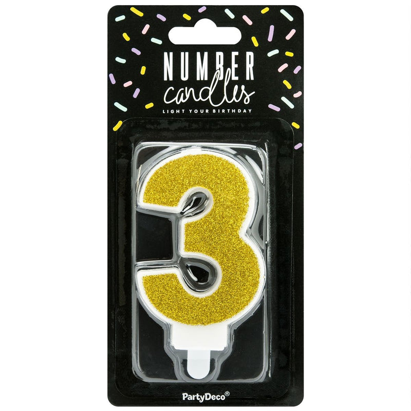 PartyDeco cijferkaars - glitter goud - 3