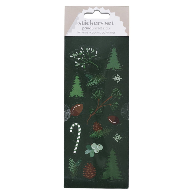 Stickers op blok - kerstbomen