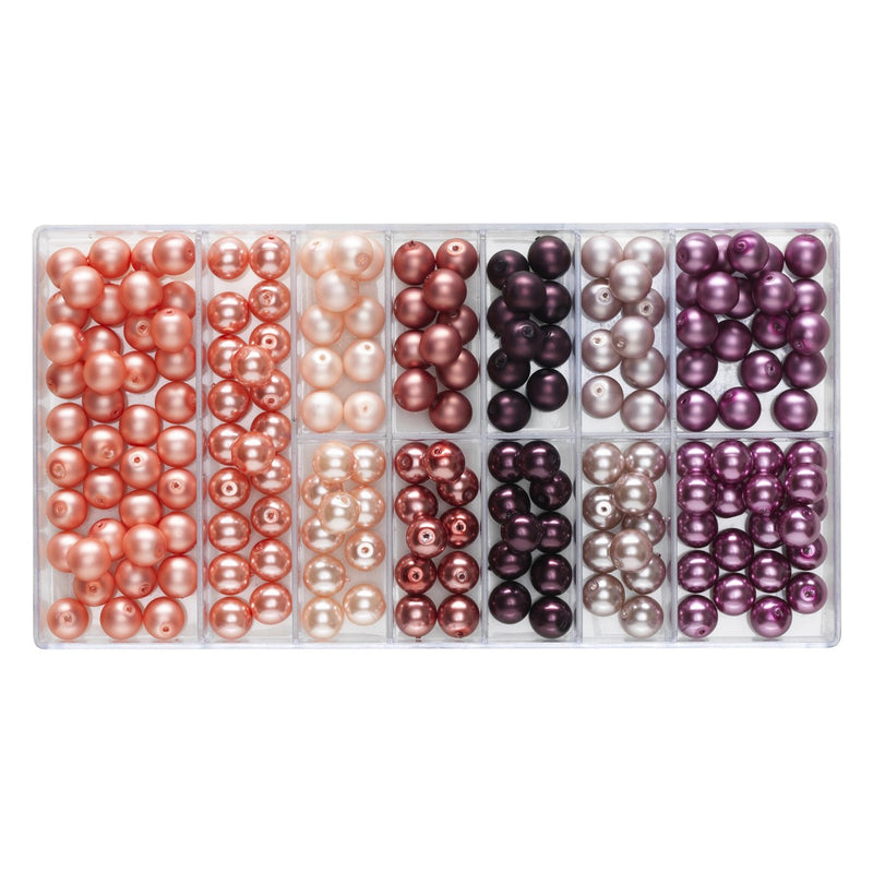 Panduro glaskralen set - 8 mm - roze/paars
