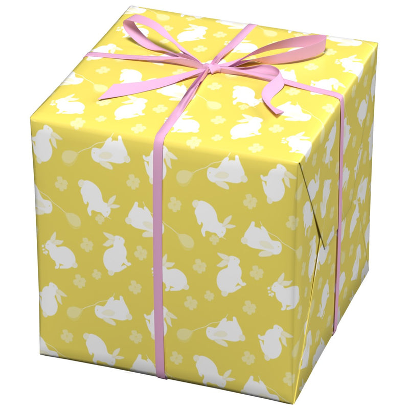 Cadeaupapier - 10 meter - geel/konijntjes