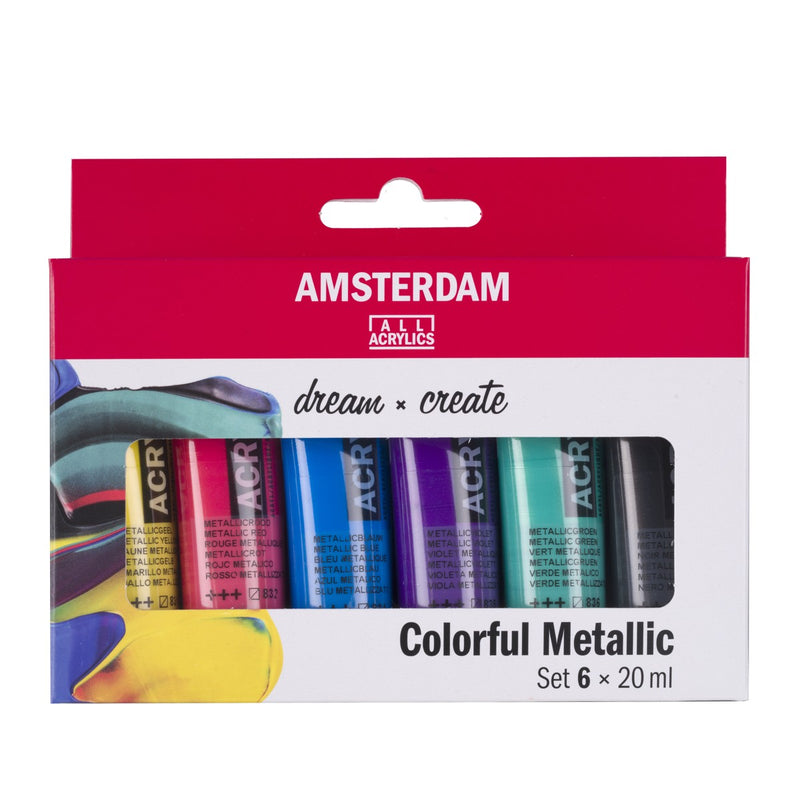 Amsterdam acrylverf set - 6 stuks - kleurrijk metallic