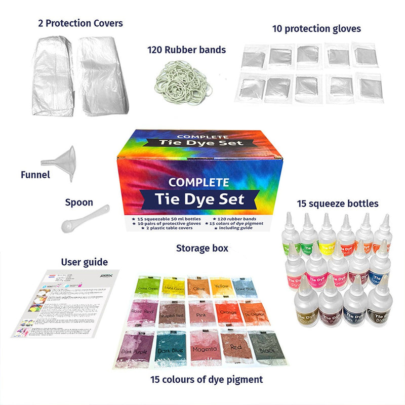 QBIX tie-dye set - 15 kleuren