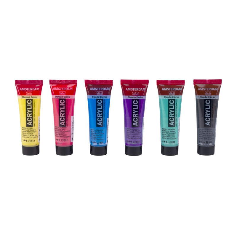 Amsterdam acrylverf set - 6 stuks - kleurrijk metallic
