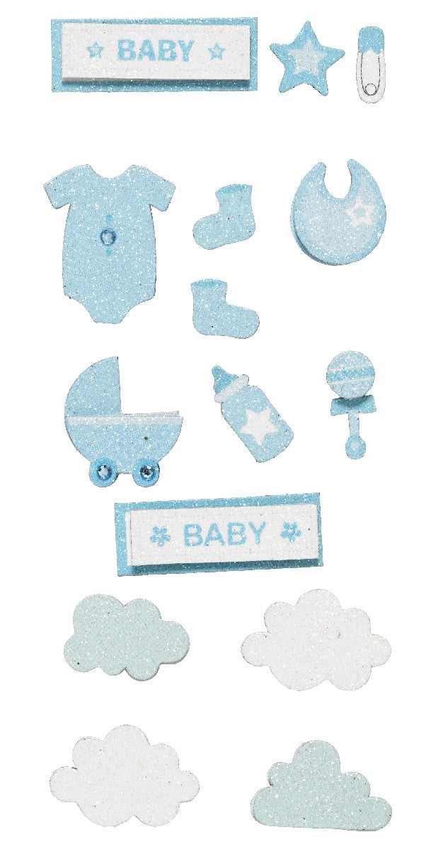 Papieren 3D stickers- Baby blauw