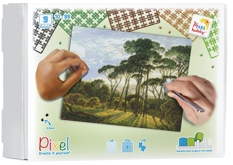 Pixelhobby set - 9 platen - Italiaans landschap met parasoldennen