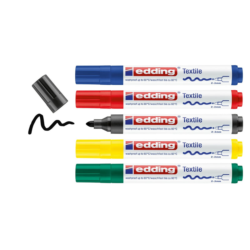 edding 4500 textile pen set - 5 stuks - basis