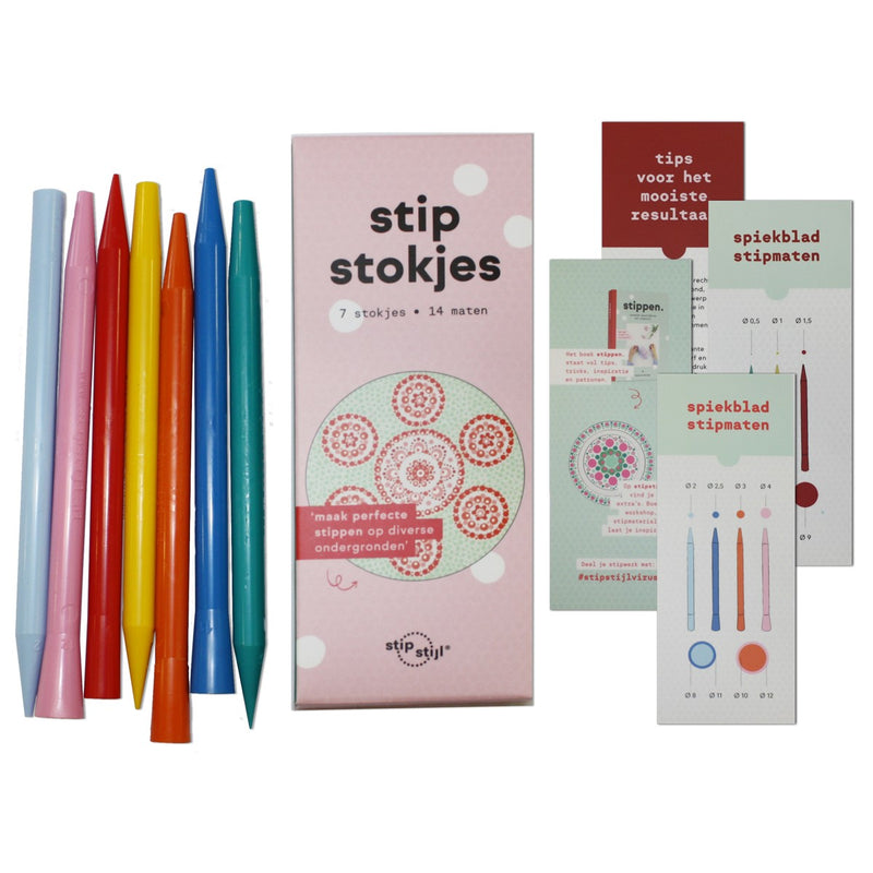 Stipstijl stipstokjes - 7 stuks/14 maten