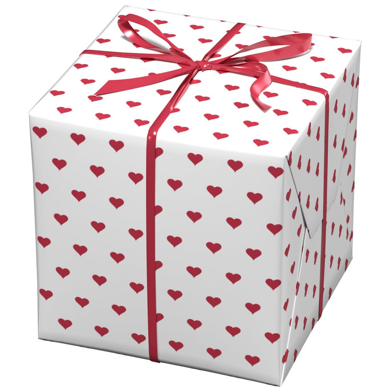 Cadeaupapier - 10 meter - wit rode hartjes