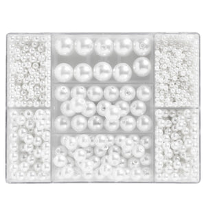 Kralenmix - acryl - witte parels