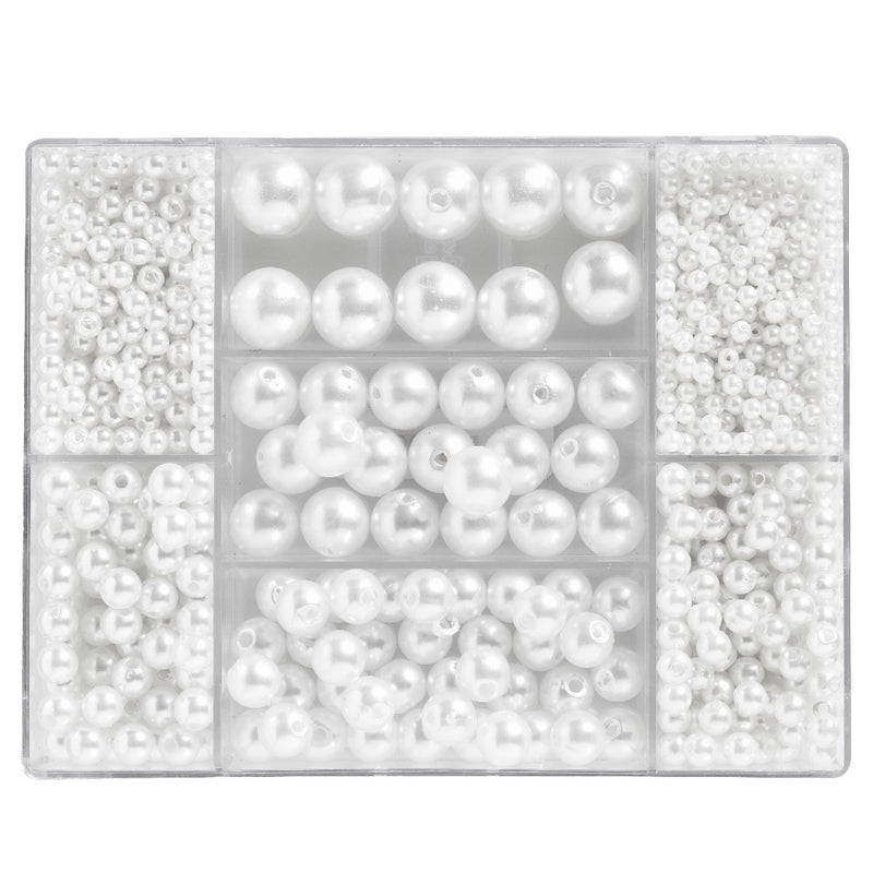 Kralenmix - acryl - witte parels