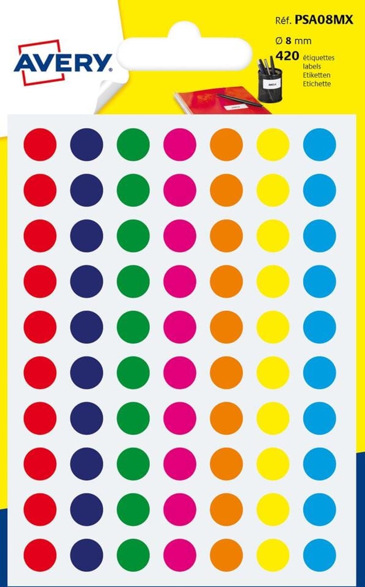 Ronde stickers - 8 mm - 7 kleuren