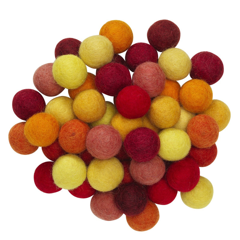 Wolvilt bolletjes - Ø20 mm - 50 stuks - warme mix