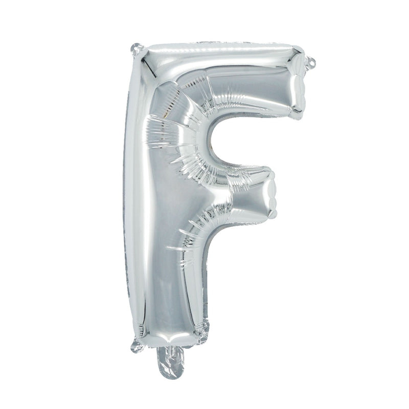 Letterballon zilverkleurig - 32 cm - F