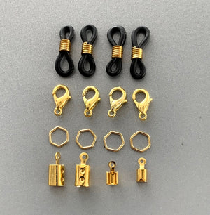 Brillenkoord accessoireset - goudkleurig