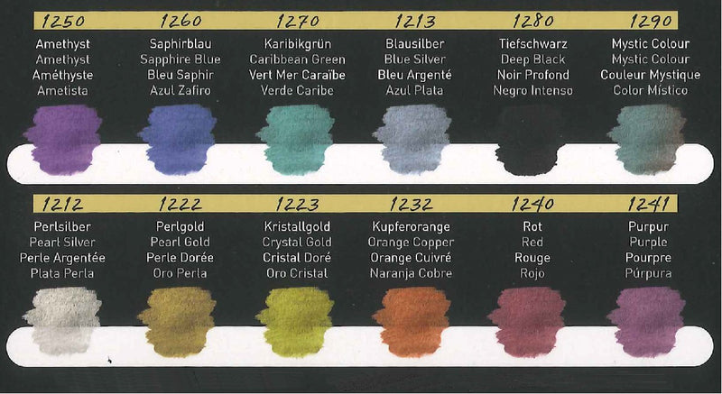 FineTec verftabletten metallic zwart blik met 12 kleuren