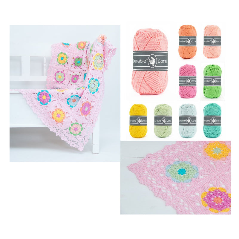 haakpakket coaster square deken - roze