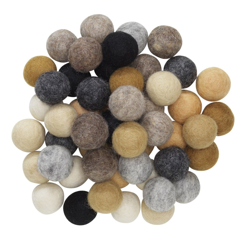Wolvilt bolletjes - Ø20 mm - 50 stuks - natuur mix